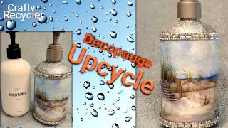 DIY decopauge glam beach soap dispenser. plastic upcycled @craftyrecycler