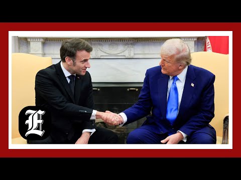 Trump and Macron share 'awkward' handshakes during joint press conference