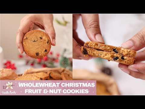 Eggless Wholewheat Christmas Fruit & Nut Cookies | Jaggery Cookies for Holiday Baking