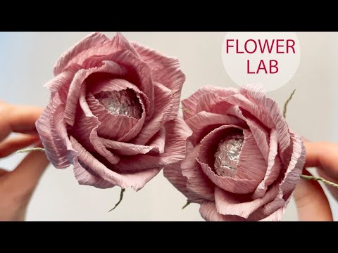 Powdery PAPER ROSE | Candy roses ☆ Corrugated paper roses ☆ Candy bouquet ☆ DIY