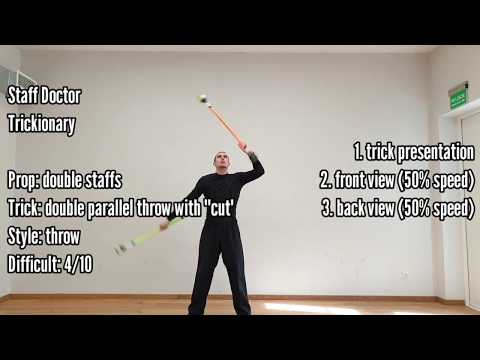 Double staffs tutorial - double parallel throw with cut