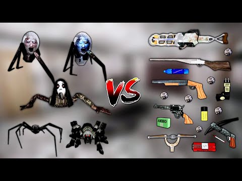 Dvloper Games All Spider Enemies Vs All New Weapons | Granny New Update New Weapons | Mod