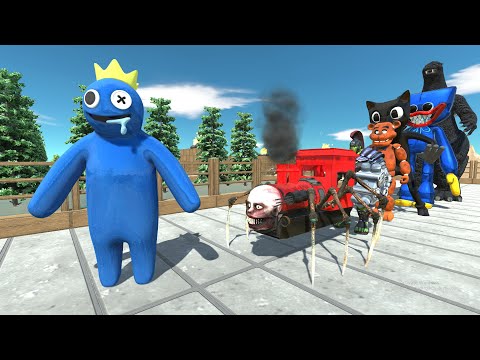 Rainbow Friends Blue WATER PYRAMID DEATH RUN - Animal Revolt Battle Simulator