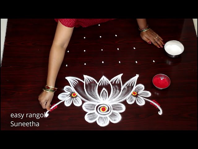 Muggulu rangoli designs floral for diwali by easy rangoli