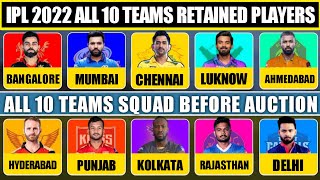IPL 2022 : All 10 Teams Confirmed Retained Players | Final Retained Players of All 10 Teams IPL 2022