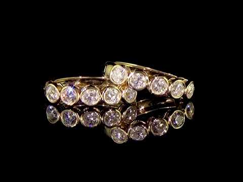 14k Yellow Gold 3.26ct (TDW) Diamond Hoop Earrings