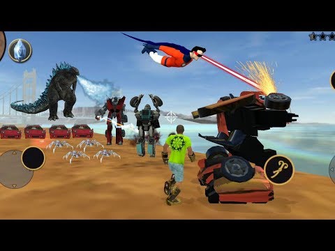 Vegas Crime Simulator (Car Robot Attack With Spider Robot) Godzilla Freeze Spider & Car Robot - HD