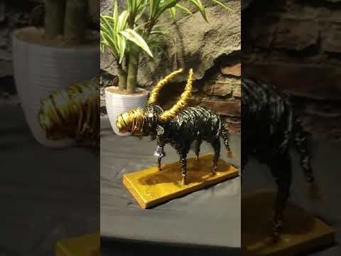 Black unique bull wire art, for home decor,table top, size/d...