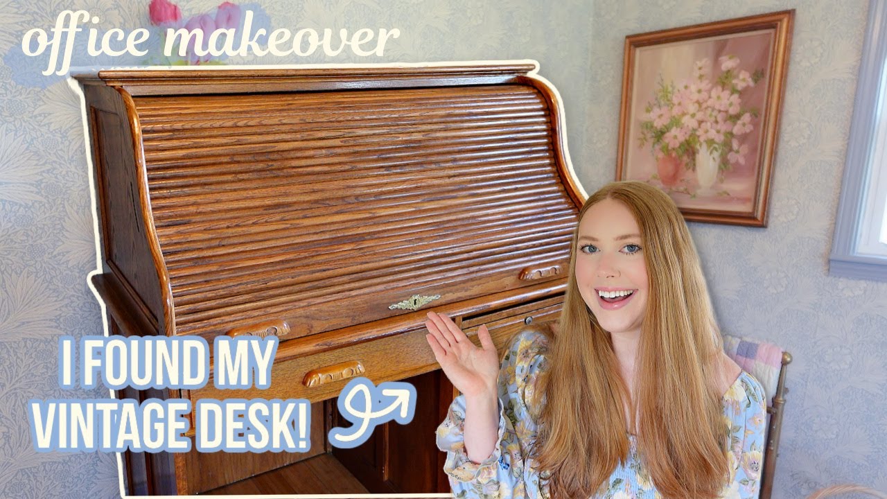 COTTAGE OFFICE MAKEOVER | DECORATE MY NEW VINTAGE DESK WITH ME 🤍