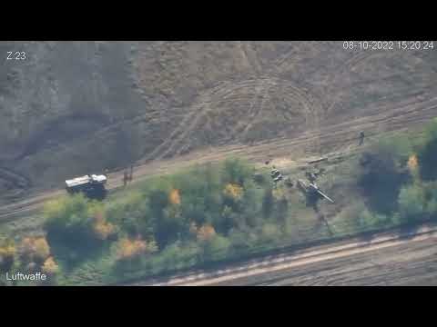 Action of Excalibur M982 guided projectile on Russia artillery positions