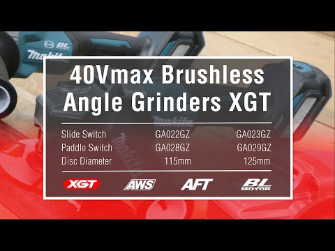 Makita GA023GM201 Kampinis šlifuoklis XGT, 125MM, 0-8500RPM; bešepetėlinis variklis, 2X4,0Ah; greitasis kroviklis; elektrinis stabdys; AFT; AWS (be AWS lusto); MAKPAC lagaminas; slankusis jungiklis, reguliuojamas greitis video