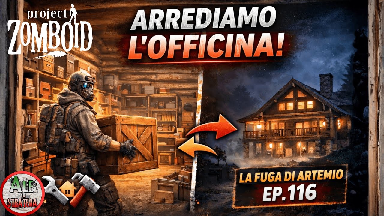 ARREDO L'OFFICINA NELLA VILLA || PROJECT ZOMBOID || RUN 1 BUILD 42 || LA FUGA DI ARTEMIO #116