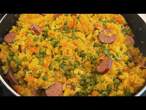 Easy and Delicious Yellow Rice with Sausage and vegetables!!