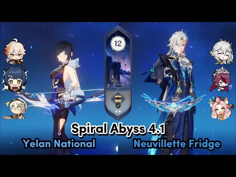 C1 Yelan National & C0 Neuvillette Fridge | Genshin Impact Spiral Abyss 4.1 Floor 12 9 Stars