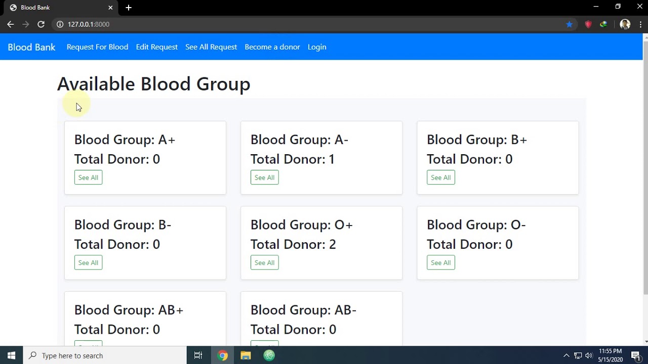 Blood Bank Management System Using Django | Python