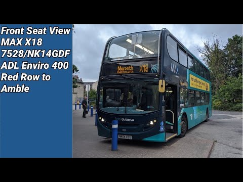 Evening Front Seat View | Route X18: Red Row to Amble - 7528/NK14GDF - ADL Enviro 400
