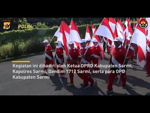 POLRES SARMI PARADE MERAH PUTIH SAMBUT HUT KE-79 RI