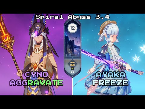 C0 Cyno Aggravate & C0 Ayaka Freeze | 3.4 Spiral Abyss Floor 12 9 Stars - Genshin Impact