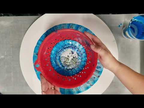 Relaxing & satisfying acrylic pouring through a colander/strainer compilation