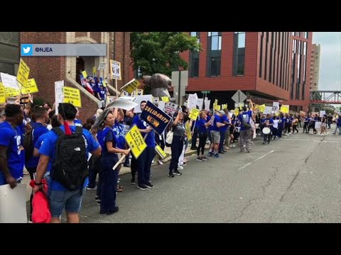 NJ New Brunswick  R. W. J. University Hospital Nurses Strike Latest