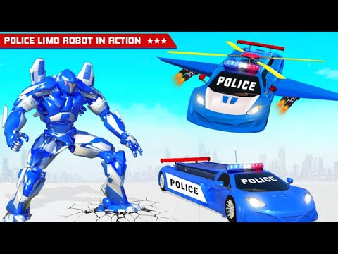 Flying Limo Police Helicopter Car Robot Games Grand Adventure Games Gameplay 4