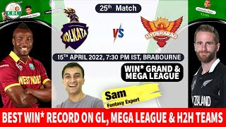 Kolkata vs Hyderabad | Win Dream11 Mega Team| Win Grand League Team| SRH vs KKR| Win Dream11 H2H IPL