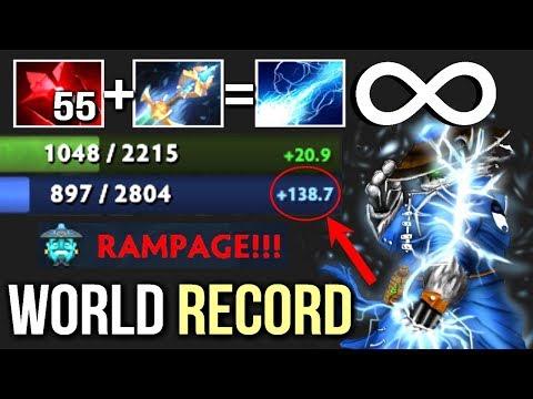 World Record 140 Mana/s Storm Spirit Rampage! 55 Bloodstone Charges Crazy Gameplay 7.07 Dota 2