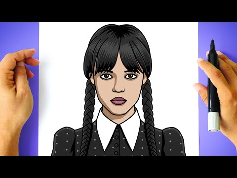 How to DRAW WEDNESDAY ADDAMS step by step