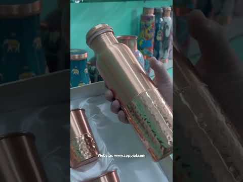 Hammered Copper Bottle With Glass Set