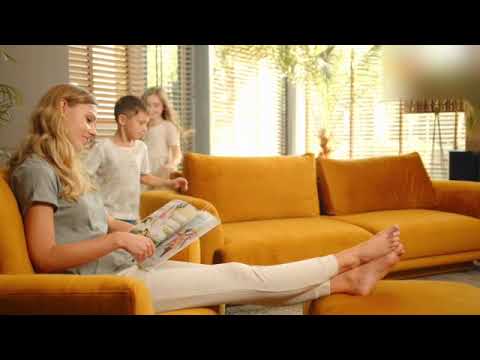 Ensemble canapé convertible tissu bleu Zora - 1 canapé 3 places + 1 fauteuil + 1 pouf