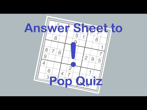 Sudoku Primer 192 - Answer Sheet to Pop Quiz