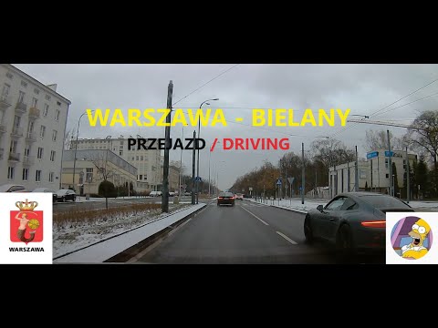 ZIMA / WINTER / Droga do  dzielnicy Warszawy -  BIELANY -  Driving to district of Warsaw (in Poland)