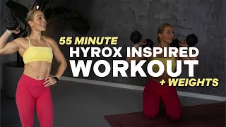 55 MIN HYROX INSPIRED WORKOUT | Full Body | Strength & Endurance | With Weights | Repeating Circuits