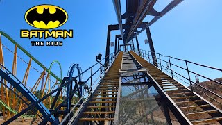 Batman The Ride 4K Front Seat POV - Six Flags Magic Mountain