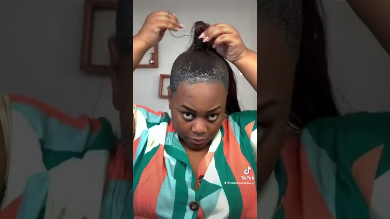 Rabo de cavalo com franja 💖 #penteados #cabeloorgânico