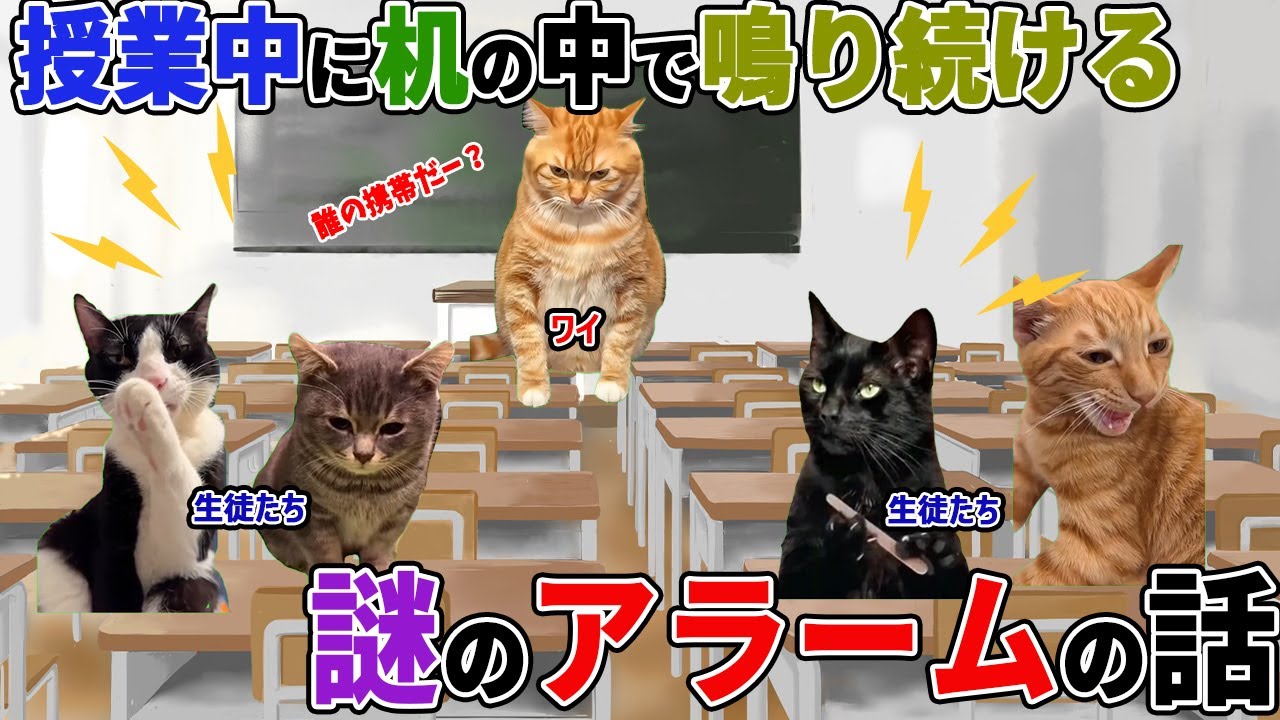 【ほぼ実話】授業中に机の中で鳴り続ける謎のアラームの話【猫ミーム】【猫マニ】