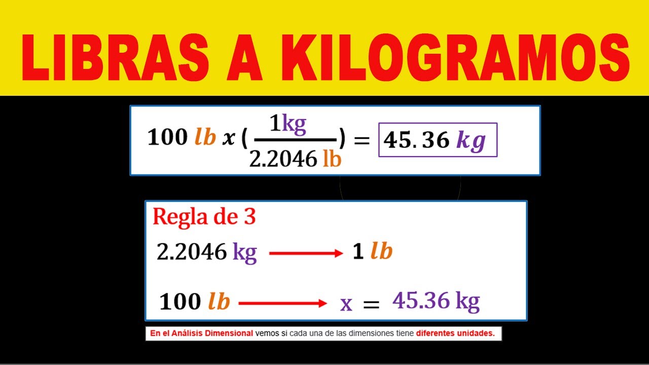 Convertir de Libras a Kilogramos (lb a kg)
