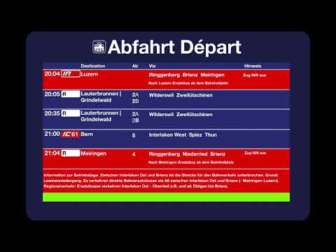 BLS Infopoint Ansage - Ausfallmeldung zum IR nach Luzern, Lawinenniedergang