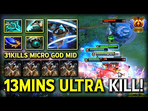 31KILLS MICRO GOD MID Meepo With Disperser + Eye of Skadi Build EPIC 13Mins ULTRA KILL! DotA 2