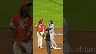 大谷翔平選手に話しかけられて、全身から喜びが溢れてるデラクルーズ選手‼️正直な人っていいですね。関連動画にロングバージョンあげてますのでご覧ください。#delacruz #shoheiohtani