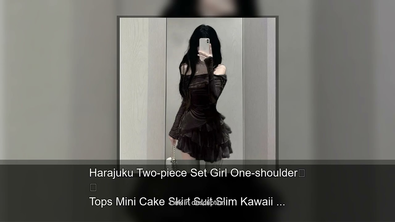 Harajuku Two-piece Set Girl One-shoulder Tops Mini Cake Skirt Suit Slim Kawaii Y2k Clothes Stre