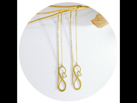 Cercei Lant Culisant Aur Galben 14 k Forever Love - Dragoste Eterna