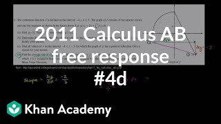 2011 Calculus AB Free Response #4d