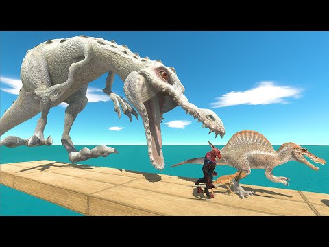 Dinosaurs and Infernals Falling Into Ice Age Dinosaur Tank - Animal Revolt Battle Simulator
