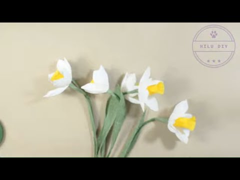 Narcissus flower paper crepe - Easy and simple | HILU DIY