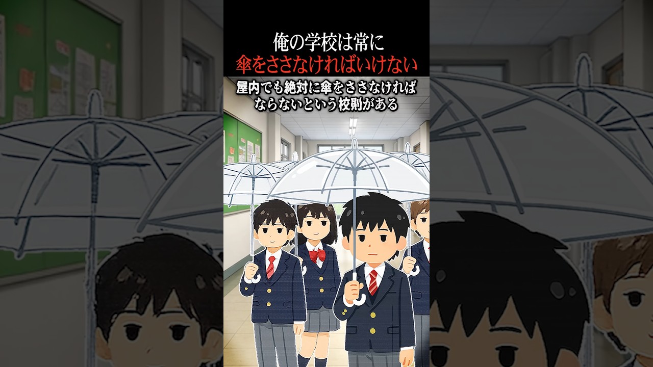 校舎内でも常に傘を差さなければならない学校 #ホラー #怖い話 #怪談