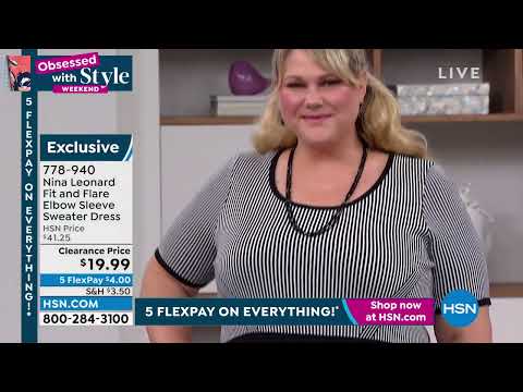 Nina Leonard Fit and Flare Elbow Sleeve Sweater Dress