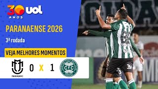 CORITIBA BATE O MARINGÁ E ASSUME A LIDERANÇA DO GRUPO B DO PARANAENSE; ASSISTA OS MELHORES MOMENTOS