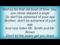Willie Nelson - Don't Be Ashamed Of Your Age Lyrics