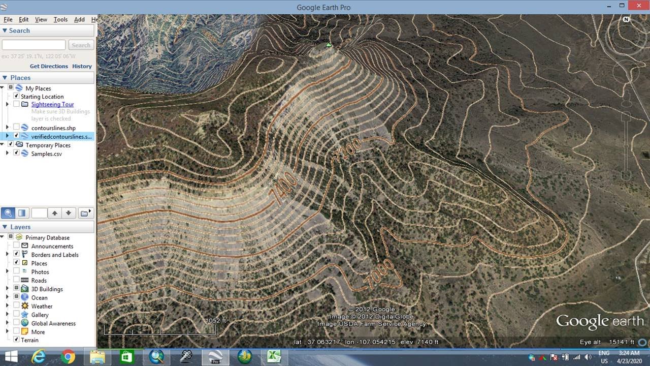 How to extract contour lines And DEM from Google Earth